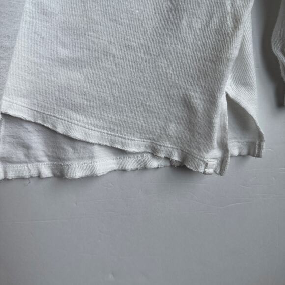 Free People We The Free Tee Oversized Distressed Long Sleeve Top White Medium - Picture 7 of 15